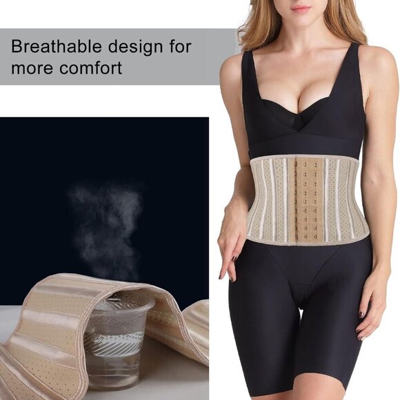 Super Short Torso Waist Trainers Cincher Corset Tummy Shaper Slimming Latex Gird - Picture 4 of 9